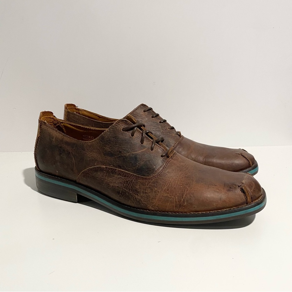 Mens John Fluevog Oxford‎ Leather Derby Dress Shoes Brown Size 9